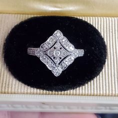 14k Diamond Ring Size 7! Genuine Diamonds Set In Solid 14k White Gold. Never Worn. Purchased And Planned To Size It But Never Got To It. Reminds Me Of The Art Deco Time Period. It Is Stamped 14k But It's Super Small And Hard To Get A Picture. I'm Including The Acid Test As Well. This Ring Is Absolutely Gorgeous And Could Be Used As An Engagement Ring Or For Anything Really! Beautiful! See My Other Listings For Sterling Silver, Solid 10k, 10kt, 417 , 585, Solid 14k, 14kt Solid 18k, 18kt, Diamonds Time Period, Ring Size 7, Womens Jewelry Rings, Citrine, Precious Stones, Garnet, Topaz, Diamond Ring, Engagement Ring