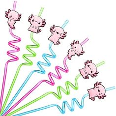 a bunch of pink and green stickers with baby animals on them in different colors