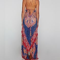 We Love Offers! We Accept 95% Of Offers Made As Long As They Are Fair. Women's Lovestitch Bohemian Halter Maxi Dress -Red W/Blue, White, & Yellow Batik Print -Size S/M Or M/L -100% Cotton -Adjustable Tied Halter Back -Ankle Length -Wear As A Dress Or A Swimsuit Coverup -Hand Wash New With Tags. Perfect Condition. No Damage. Never Worn Or Washed. Comes From A Smoke Free & Pet Free Home. Red Sundress For Beach Cover-up, Red Printed Maxi Dress For Beach Season, Red Vibrant Print Beachwear Dress, Red Beachwear Dress With Vibrant Print, Red Printed Dresses For Beach Season, Red Printed Dress For Beach Season, Summer Dresses With Ikat Print, Bohemian Patterned Dress For Beach Season, Bohemian Patterned Beach Dress