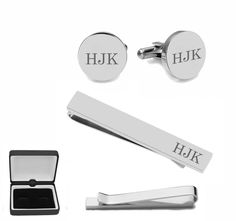 "Silver engraved cuff link tie clip set can be engraved with initials a name or date. It's a great gift idea for the best man and groomsmen which they can use as accessories with their tuxedos. Personalized gifts for the special man in your life help add a sense of sophistication and style. THERE ARE 3 WAYS TO PERSONALIZE YOUR CUFF LINKS PLEASE SEND US THE CHOICE YOU WOULD LIKE TO HAVE AT THE TIME OF THE ORDER #1 John (FIRST NAME) Smith (LAST NAME) Michael (MIDDLE NAME) (LAST NAME INITIAL IN THE Engraved Cuff, Personalized Cufflinks, Life Help, Groomsmen Gifts, Silver Circle, Tie Bar, Engraved Items, Gifts Wedding, Cuff Links