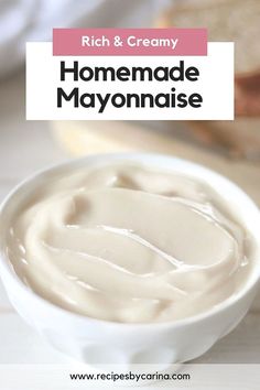 Rich & creamy mayo is something you can easily make yourself by hand, it’s great on sandwiches, salads, and as a base to a verity of different sauces. Different Sauces, Homemade Mayonnaise Recipe, How To Make Mayonnaise, Egg Mayonnaise, Homemade Mayo, Mayonnaise Recipe, Homemade Condiments, Homemade Mayonnaise, Aioli