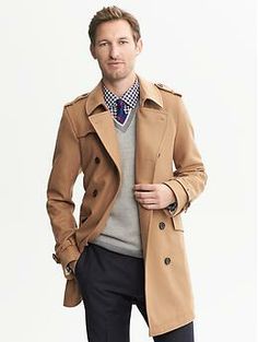 Camel Wool Belted Trench | Banana Republic Classic Collared Outerwear With Welt Pockets, Casual Belted Business Outerwear, Casual Belted Outerwear For Business, Classic Outerwear With Fold Down Collar For Business, Semi-formal Long Sleeve Belted Outerwear, Classic Collared Outerwear For Work, Classic Outerwear With Fold Down Collar For Fall, Classic Collared Outerwear For Business Casual, Classic Tailored Outerwear With Fold Down Collar