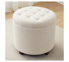 Add a touch of elegance to your living space with the Ornavo Home round boucle teddy storage ottoman. The sleek design, teddy bear feel, and cushioned top offer extra seating and modern appeal, fitting beautifully with various decor styles. From Ornavo Home. Vanity Chair Stool, White Storage Ottoman, Round Ottoman With Storage, Teddy Storage, Round Vanity, Extra Pillows, Bedroom Ottoman, White Ottoman, Storage Living Room