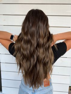 Light Brown Hair No Highlights Natural, Long Hair Styles With Layers Brunette Caramel Highlights, Solid Cool Brown Hair, Brown Hair With No Red Tones, Chestnut Brown Hair With Dimension, Natural Burnett Hair, Light Brunette Hair Solid, Long Brown Hair Inspiration, Brown Eyes Best Hair Color