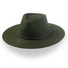 Low Crown Wide Brim Outback Fedora in Dark Olive Green | The Bush - Agnoulita Hats 1 Outdoor Hut, Loden Green, Outback Hat, Homburg, America Latina, Hat Custom, The Bush, Dark Olive Green, Hat Box