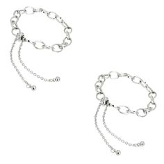 "Shop for Rhodium Cable Slider Charm Bracelets, 2ct. by Bead Landing™ at Michaels. Each adjustable bracelet has a slider closure and multiple links to hold your charms. Show off all your cute charms with this pair of cable bracelets. Each adjustable bracelet has a slider closure and multiple links to hold your charms. Details: Rhodium colored 6\" (15.2 cm) adjustable up to 11\" (27.9 cm) with extender 7.5 mm link size 2 bracelets Iron, brass and plastic Nickel free | Rhodium Cable Slider Charm B Metal Link Charm Bracelet With Lobster Clasp, Hypoallergenic Metal Link Charm Bracelet, Adjustable Stainless Steel Link Charm Bracelet, Silver Hypoallergenic Link Charm Bracelet, Nickel-free Adjustable Chain Link Charm Bracelet, Michael Art, Cable Bracelets, Michael Store, Fine Jewelry Bracelets