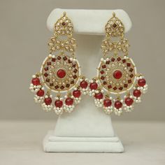 Metal: Gold Metal Alloy Stone: Polki stones embellished with pearl and beadwork Dimension: 32.5 inches long approximately each earring Weight: 1 oz approximately each earring Bangle Ring, Kundan Earrings, Oxidised Jewellery, Bridal Sets, Bead Work, Gold Metal, Bangles, Stone, Gold