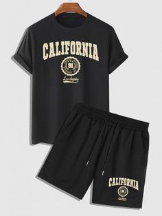 Introducing our California Badge T-Shirt And Shorts Set, perfect for your daily activities and sports. Crafted with comfortable cotton, this casual set offers a regular-length t-shirt with short sleeves and a stylish pair of mid-waist shorts. The adjustable waist ensures a perfect fit, while the convenient pocket adds functionality. Specification: Type: T-shirt & Shorts Set Style: Casual Occasions: Daily, Sports Top Length: Regular Sleeves Length: Short Sleeves Bottom Length: Shorts Waist Type: Summer Sportswear T-shirt For Loungewear, Summer Sportswear T-shirt With Relaxed Fit, Summer Sportswear Shorts With Letter Print, Relaxed Fit Graphic Print T-shirt, Relaxed Fit Graphic T-shirt, Relaxed Fit Graphic Print Short T-shirt, Relaxed Fit T-shirt With Graphic Print, Casual Short Cotton T-shirt, Sports Cotton Shorts With Graphic Print