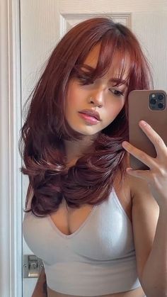 Cherry Red Hair, Wine Red Hair, Red Hair Inspo, Wine Hair, Cherry Hair, Ginger Hair Color, Hairstyles For Layered Hair, Hair Color Auburn, Burgundy Hair