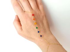 Rainbow LGBT Pride Bracelet 14k Gold Fill or Sterling Silver, Lesbian Rainbow Stone Bracelet, LGBTQ+ Couple Matching Flag Pride Jewelry Rainbow Adjustable Minimalist Jewelry, Adjustable Rainbow Birthstone Jewelry, Minimalist Adjustable Rainbow Jewelry, Pride Jewelry, Rainbow Stone, Flag Pride, Hand Chain Bracelet, Pride Jewellery, Pride Bracelet