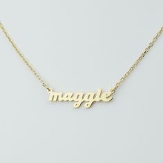 "Name Necklace DETAILS * Handmade & Made to Order * Materials: 18K Gold Vermeil & 925 Sterling Silver * Style: Personalized Name Necklace DESCRIPTION * Material: High Quality Solid 925 Sterling Silver * Finish: 18K Gold Vermeil * Dimensions: 6.5mm * Chain length: adjustable from 12 + 4\", 14\", 16\", 18\" or 20\" HOW TO ORDER * Select your finish in the drop-down menu and \"ADD TO CART\". PACKAGING DETAILS * All items are nicely packaged ready to gift in a jewelry box. PRODUCTION TIME * Best Bridesmaid Gifts, Special Gifts For Mom, Dainty Diamond Necklace, Name Necklaces, Gold Name Necklace, Diamond Solitaire Necklace, Silver Chain Style, Personalized Gifts For Mom, Solitaire Necklaces