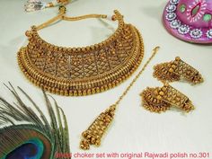 Indian Traditional antique necklace Bridal jewelry set for women Metal Temple Necklace With Chandbali Shape For Wedding, Metal Chandbali Temple Necklace For Weddings, Vintage Gold Meenakari Necklace, Vintage Gold Meenakari Jewelry, Vintage Meenakari Gold Necklace, Vintage Gold Necklace With Meenakari, Vintage Gold Jewelry With Meenakari, Wedding Chandbali Temple Necklace In Metal, Antique Gold Necklace With Antique Finish For Wedding