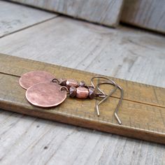 Rustic Copper Earrings - Hammered Copper Dangle Earrings - Hypoallergenic Titanium Earrings - Gift for Friend Earrings Hypoallergenic, Turquoise Earrings Dangle, Titanium Earrings, Store Jewelry, Lake Forest, Lava Bead, Hammered Copper, Copper Finish, Gift For Friend