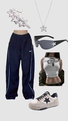 Y2k Star Fashion, Star Aesthetic Y2k Outfit, Stargirl Outfits Summer, Y2k Outfits Star, Star Girl Outfit Ideas, Starcore Aesthetic Outfits, Star Pants Outfit, Star Girl Clothes, Stargirl Outfits Aesthetic