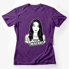 Kpop Maknae Graphic T-Shirt, Stylish Female Portrait Tee, Casual Streetwear, Fashionable Black and White Top Female T-Shirt Custom graphic T-Shirt.Customize your color