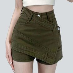 Welcome the 2023 Spring-Summer Collection with our chic street-style layered khaki denim skirt! Perfect to give you a flattering and stylish look. this high-waisted skort is sure to become your new go-to piece.Why You'll Love It Patchwork Perfection: An exquisitely crafted patchwork design that is sure to make heads turn. Versatile Styling: Versatile enough to be styled for multiple occasions. from a casual lunch to a formal gathering. High Waisted Fit: A high-waisted fit that accentuates your c Trendy Non-stretch Mini Skirt With Pockets, Trendy High Waist Solid Color Skort, Trendy Cotton Mid-rise Mini Skirt, Trendy Non-stretch Short Length Skirt, Trendy Non-stretch Short Skirt, Trendy Mid-rise Cotton Mini Skirt, Spring High Waist Skort With Built-in Shorts, Trendy Solid Color Mini Skort, Spring High-waisted Denim Skirt With Built-in Shorts