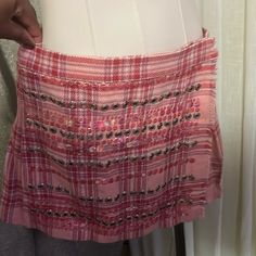 Juicy Couture Plaid Pink Skirt Medium Cute Mini Skort For Parties, Cute Mini Skort For Party, Cute Party Skort In Mini Length, Cute Mini Length Skort For Party, Cute Party Skort For Spring, Cute Mini Skirt For Party, Party Cotton Mini Skirt With Lining, Cotton Lined Mini Skirt For Party, Casual Cotton Skort For Party