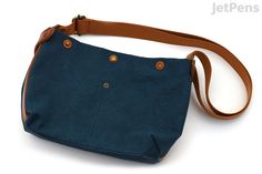 JetPens.com - Suolo No. 5240 Shoulder Bag - Blue (Turquoise) Vintage Canvas Bags, Plus Fours, Travel Umbrella, Canvas Bags, Jet Pens, Snap Fasteners, Vintage Canvas, The Bag, Model Pictures