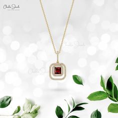 Description Trendy Solid 14k Gold Double Halo Pendant Authentic Red Garnet and White Diamond Pendant Necklace Light Weight Jewelry For Birthday Gift, Diamond Jewelry, White Diamond Band, Real 14k Diamond Jewelry, Handmade Jewelry, Dainty Jewelry, Anniversary Gift For Her, Valentine Day Gift, Light Weight Jewelry, Hallmarked Jewelry, Minimalist Jewelry, Jewelry For Gift, 14k Gold Jewelry, Perfect Gift For Wife, Christmas Day Gift, Birthday Gift, Wedding Gift, Engagement Gift, Designer Jewelry For Red Ruby Necklace For Anniversary, Elegant Necklaces For Mother's Day Celebration, Elegant Necklace For Mother's Day Celebration, Formal Ruby Necklace For Valentine's Day, Red Birthstone Necklace For Weddings, Rose Gold Square Pendant Necklace For Anniversary, Elegant Red Necklace With Square Pendant, Red Wedding Necklace With Birthstone, Elegant Red Square Pendant Necklace