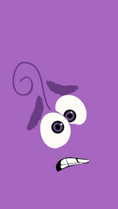 a purple background with an evil looking monster's eyes and tongue sticking out from it