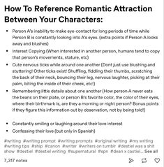 an article about how to reference romantic attraction between your character and the text below it