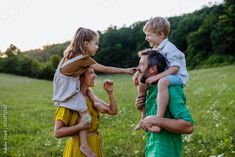 Stock Image: Happy young family spending time together outside in green nature. Career Collage, Family Spending Time Together, Big Family Photos, Fam Pics, Image Happy, Family Photoshoots, Mini Ideas, Spring Photoshoot, Christmas Pics