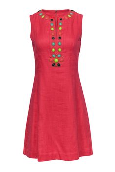 Current Boutique-Kate Spade - Jeweled Pink Dress Sz 6 Linen Blend Dress, Notched Neckline, Pink Linen, Day Dresses, Pink Dress, Linen Blend, Beading, Kate Spade, Size 6