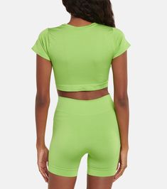 Find Prism² Mindful Crop Top And Composed Shorts Set on Editorialist. Two-piece set. Made in Italy. Care instructions: machine wash at 30 degrees. Designer color name: Green. Material: 90% polyamide, 10% elastane. Green Fitted Cropped Bottoms, Fitted Green Cropped Bottoms, Fitted Cropped Green Bottoms, Green Short Workout Tops, Green Short Length Workout Tops, Green Short Sleeve Activewear For Spring, Green Fitted Short Sets, Trendy Green Short Sets, Fitted Green Sets With Short Length