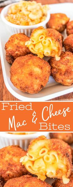 fried macaroni and cheese bites on a plate