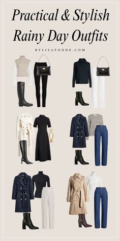 Practical Chic Outfits, Find My Personal Style, Feminine Rainy Day Outfit, High 60s Weather Outfit, Cloudy Day Outfit Summer, Classy Rainy Day Outfit, Cold Rainy Day Outfit Work, Rainy Day Business Casual Outfits, Outfits For A Rainy Day