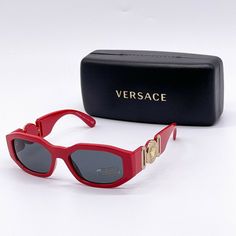 Brand New, Never Used. 100% Authentic! Comes With Case, Card, And Box! Reasonable Offers Always Welcome :) Luxury Red Polarized Sunglasses, Luxury Red Sunglasses With Gradient Lenses, Luxury Red Tinted Sunglasses, Designer Red Tinted Sunglasses, Classic Red Sunglasses With Uva Protection, Vintage Versace Sunglasses, Versace Shades, Versace Eyewear, Versace Gold