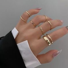 Seven Piece Set. Made Of Zinc Alloy. Only One Available, Buy Now! Follow My Store! Condition: New With Tags Fashion Ring Set, Gold Butterfly Ring, Gold Color Ring, Rings Jewelry Fashion, Punk Jewelry, Trendy Ring, Party Rings, Knuckle Rings, Gold Ring Sets