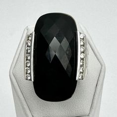 David Yurman Extra Large Deco Ring With Black Onyx Diamond From The Deco Collection Sterling Silver Faceted Black Onyx 30 X 15 Mm Size 8 Diamond 0.42 Tcw Excellent Pre-Owned Condition Comes With Dy Pouch. Black Onyx Ring David Yurman, David Yurman Jewelry, Deco Ring, Diamond Color, David Yurman, Womens Jewelry Rings, Black Onyx, Colored Diamonds, Black Silver