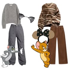 Twin Day Spirit Week Couples, Basic Halloween Costume Couples, Tom And Jerry Outfits, Tom And Jerry Costume Best Friends, Cool Last Minute Halloween Costumes, Tom And Jerry Costume Couple, Duo Easy Halloween Costumes, Tom And Jerry Couple Costume, Twin Costume Ideas For Women