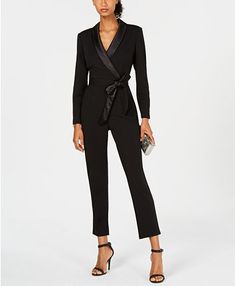 Adrianna Papell Tuxedo Jumpsuit & Reviews - Pants & Leggings - Women - Macy's 2011 Fashion Trends, Tuxedo Jumpsuit, Buisness Casual, Tuxedo Women, Jumpsuit Dressy, Tuxedo Dress, Jumpsuit Online, Black Tuxedo, Womens Capris