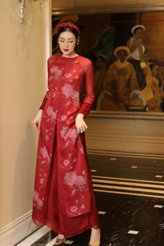 Deborah Wide Legs Pants MEAN BLVD Red Wide Leg Sets For Spring, Elegant Red Wide Leg Pants For Spring, Elegant Red Maxi Length Set, Red Straight Pants Sets For Spring, Overall Costume, Ao Dai Wedding, Organza Material, Wide Legs Pants, Kebaya Kondangan