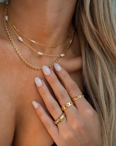 Gold Thin Stacking Ring Runs true to size Gold plated Stainless Steel Water Resistant Ring Stack Aesthetic, Ring Stack Ideas, Ring Stack Gold, Ring Layering, Layered Gold Jewelry, Rings Stack, Ring Stacks, Ring Inspo, Gold Aesthetic