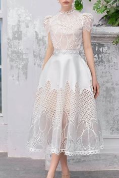 Silk embroidered hollow dress two piece set Lace Embroidery, Small Wedding, Embroidered Silk, Party Dresses For Women, Dress Ideas, Two Piece Set, Ladies Party, Fashion Sense, Modest Fashion