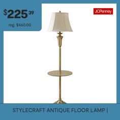 a floor lamp with a price tag for $ 25 99 reg $ 40 00 and an antique floor lamp