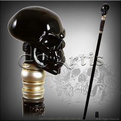 Skull Cane, Cool Walking Canes, Vampire Skull, Black Vampire, Hiking Staff, Ancient Runes, Avant Garde Jewelry, Wooden Canes