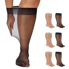 PRICES MAY VARY. 【 Comfortable and breathable】 This knee high socks uses 88% nylon+12% spandex, with a lightweight and soft material that can keep your legs and feet dry all day, making it perfect for all seasons. 【 Ultra strong elasticity 】 This knee high stockings has enough elasticity to fit your calves without any binding feeling. Not easy to tear or deform, wear-resistant and durable, providing you with a good user experience. 【 Enlarged Size 】 This knee high socks for women is designed spe