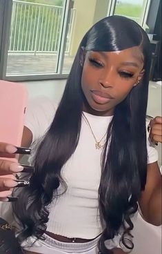 Lace Front Wigs For Black Women Ponytail, Lace Front With Swoop, Swoop Side Part Frontal, Swoop On Wig, Frontal With Swoop, Wig Swoop Hairstyles, Prom Hairstyles Lace Wig, Swoop Frontal Hairstyles, Swoops Hairstyles