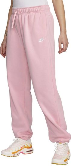 Nike Women's Sportswear Club Fleece Mid-Rise Oversized Sweatpants | Dick's Sporting Goods Nike Fits, Oversized Sweatpants, Design Club, Cute Sweatpants, Nike Sportswear Club Fleece, Nike Sportswear Women, Womens Athletic Outfits, Pink Sweats, Pink Sweatpants