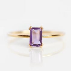 Solid Gold Natural Gemstone Baguette Birthstone Ring | Local Eclectic – local eclectic Local Eclectic, Amethyst Ring Engagement, Detailed Engagement Ring, Gold Promise Rings, Emerald Cut Rings, Gold Gemstone Ring, Alternative Engagement Rings, Black Jewelry, Personalized Rings