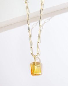 Fervor Montreal Necklace Citrine Slab Necklace Elegant Faceted Amber Crystal Necklaces, Elegant Faceted Amber Crystal Necklace, Elegant Amber Faceted Crystal Necklace, Modern Necklace With Rectangular Gemstone, Modern Gemstone Necklace With Rectangular Stone, Fine Jewelry Necklaces With Rectangular Gemstone, Yellow Gold Crystal Necklaces With Gemstone, Modern Rectangular Gemstone Necklace, Elegant Amber Crystal Necklace With Stones