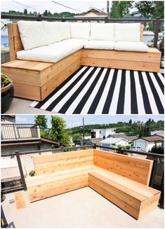 this is an image of a couch made out of pallets and wooden planks