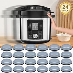 the instant pressure cooker is set up with 24 blue buttons