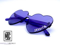 This listing is for a pair of personalized Heart shaped tinted glasses. xx Customize with your own text to make these a fun gift for all kinds of occasions! xx Your text can be added in your choice of White or Black vinyl xx Non-Polarized xx Color: Purple xx One size fits most xx Dimensions:  Front Width: approx 5.6 inches Temple Length: approx 5.5 inches xx Material: Plastic Please message if you have questions! Gradient Glass Sunglasses As A Gift, Gradient Lens Glass Sunglasses As Gift, Heart-shaped Sunglasses With Tinted Glass Lenses, Valentine's Day Gift Sunglasses With Tinted Lenses, Heart-shaped Glass Sunglasses With Tinted Lenses, Blue Tinted Sunglasses As Gift, Heart-shaped Tinted Glass Sunglasses, Heart-shaped Sunglasses With Tinted Lenses For Gift, Heart-shaped Sunglasses With Tinted Lenses As Gift