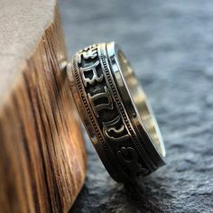 Men's Sterling Silver Six True Words Mantra Spinner RingGender: For MenMetal Type: 925 Sterling SilverStyle: VintageWidth: 7 mmThickness: 2 mmSize: 5-12.5Weight: 7 gMinimum Order: 1 Six Words, Spinner Ring, Spinner Rings, Sterling Silver Mens, True Words, Mantra, Rings For Men, Sterling Silver, Silver