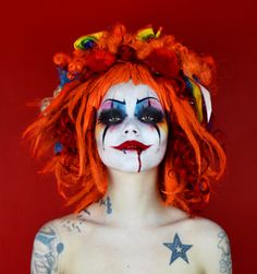 Clown Inspired Makeup, Circus Makeup, Joker Clown, Scary Clown Makeup, Halloween Circus, Halloween Clown, Halloween Eye Makeup, Amazing Halloween Makeup, Horror Makeup